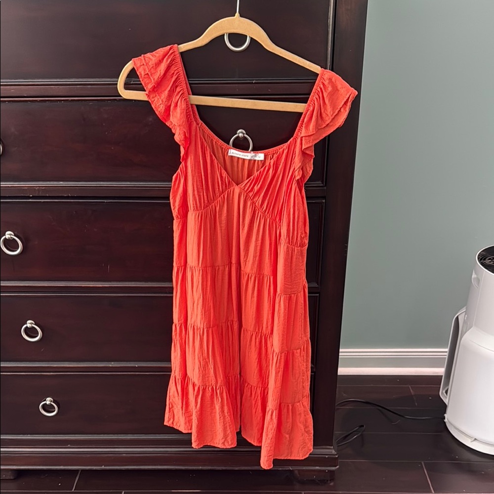 Vibrant Orange Tiered Dress